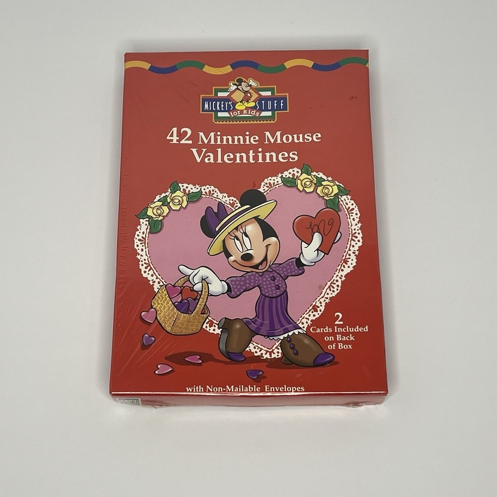 VTG Disney Minnie Mouse Valentines Day Cards Brand New Sealed Box 42 Cards